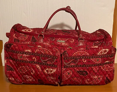 Vera Bradley “MESA RED” Retired Pattern X-Large 26” Rolling Duffle Bag Luggage • $77.90