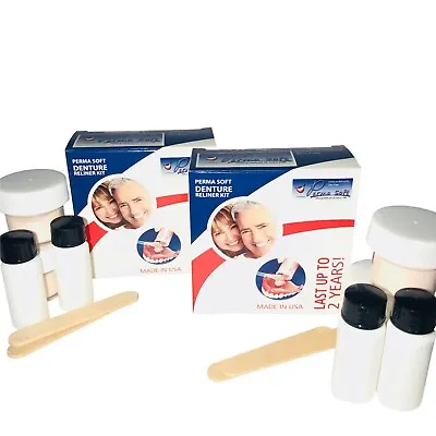 $32.95 • Buy Perma Soft Reline~Denture Adhesive Alternative!~4 Kits~False Teeth Reliner~Liner