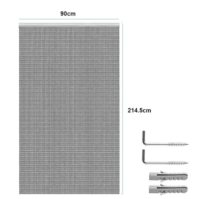 214x90cm Fly Screen Chain Curtain Aluminum Door Metal Insect Blinds Frame Mesh • £43.59