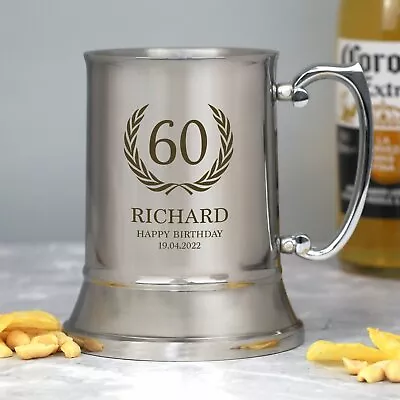 Personalised Birthday Silver Stainless Steel Tankard Gift Presents • £20.99