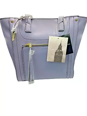 LONDON FOG Tote Bag Purse Infinity Periwinkle Vegan Leather Double Handle NWT • $39.95