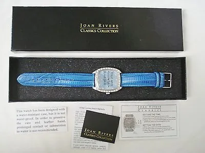 £38.81 • Buy Joan Rivers Classics Watch Rhinestones Chunky Blue Reptile Leather Band Silver