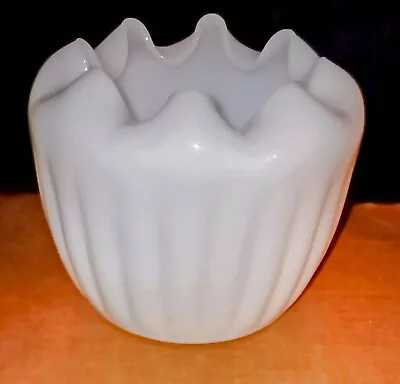 Vintage Reverse-Ruffled Milk Glass Tulip Vase • $27.99