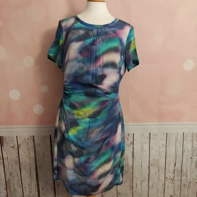 £24.99 • Buy Pied A Terre - 100% Silk Stunning Watercolour Dip-dye Fitted Dress Uk 14 Vgc