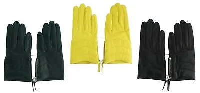 Coach Women's Leather Gloves 82822 Short Zip Quilted Glove MSRP $158 • $51.99