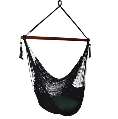 £69.99 • Buy  Black Deluxe Hanging Hammock Swing Garden Outdoor Chair With Hanging Kit