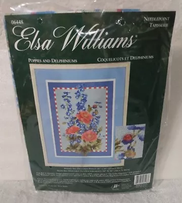 Elsa Williams Needlepoint Tapestry Kit 06448 Poppies And Delphiniums Ladybugs • $29.99