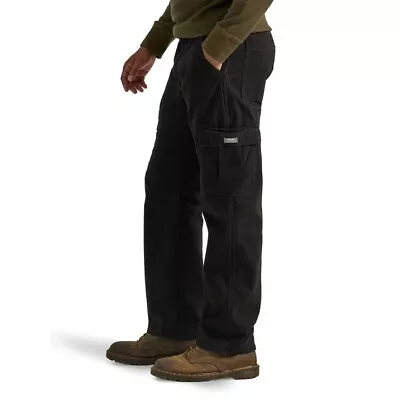 Men's Wrangler Fleece Lined Cargo Pants 38X32 Black NEW *Ships Free* • $27.99