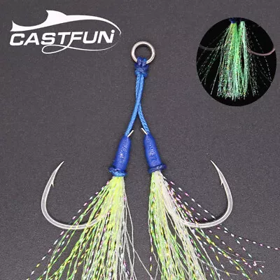 2/4/6/8/10-Pc Glow Assist Duple Fishing Hooks Carbon Steel Circl Hook (Size 5/0) • $16.99