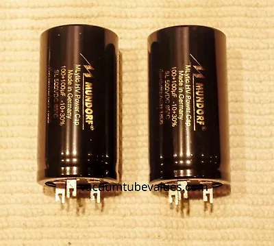 TWO Mundorf MCap 500 VDC MLytic HV PowerCapacitor 100-100 MFD Uf Electrolytic • $45.95