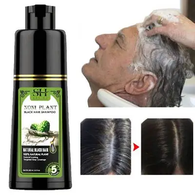 Natural Herbal 250ml Black Hair Color Dye Shampoo Permanent Coloring For Unisex • $14.95