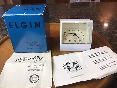 Vintage ELGIN SPACE AGE LUCITE CUBE Travel Alarm Clock HOLDS PICTURE GERMANY NEW • $29.90