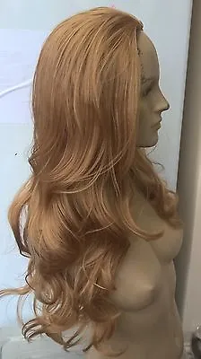 Dark Blonde Wavy Curly 3/4 Half Head Long Hair Wig On Half Cap Fancy Dress • £4.95