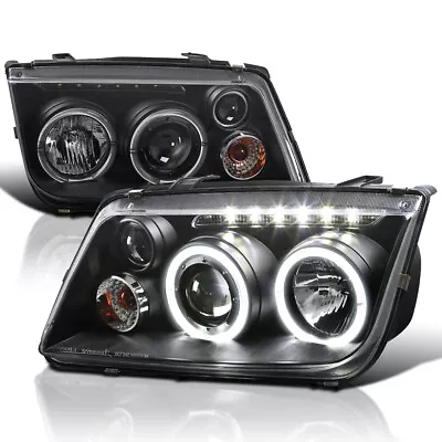 Black Fits 1999-2004 Vw Jetta Led Halo Rims Projector Headlights W/ Fog Lamps • $162.99