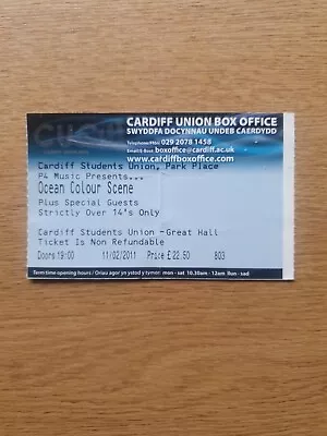 Ocean Colour Scene 2011 Used Concert Ticket Stub • £0.99