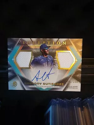 2023 Bowman Inception Anthony Gutierrez IADR-AG Auto Dual Relic #/100 Rangers • $100