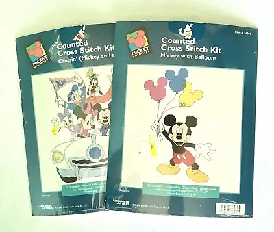 Disney - Mickey Unlimited Counted Cross Stitch Kit X 2 Cruisin’ & Balloons • $25