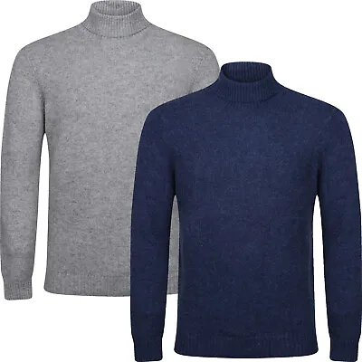 £11.99 • Buy Mens Turtle Roll Polo Funnel Neck Jumper Wool Blend Pullover Knitted Sweater Top