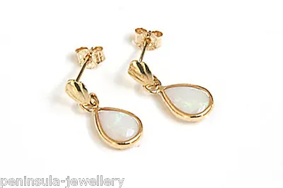 9ct Gold Opal Teardrop Earrings Gift Boxed Made In UK Birthday Gift • £40.99