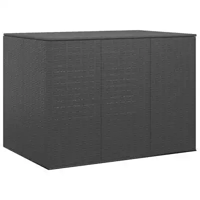 Patio Cushion Box PE Rattan Black VidaXL • $895.93