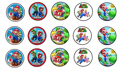 15x Pre Cut Edible Super Mario Cupcake Topper • £4.55