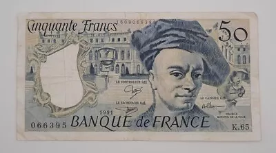 1991 - Banque De France - 50 (Fifty) Francs Banknote Serial No. K.65 066935 • £5.89