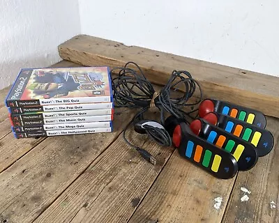 £24.95 • Buy PS2 Buzz! Games & Buzzer Bundle: Pop Quiz, Sports, Mega, Hollywood, Music, Big