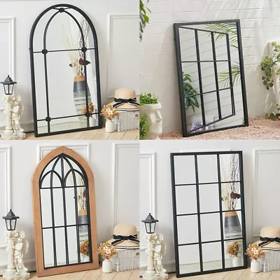 Large Window Garden Mirror Metal/Wood Frame Indoor Outdoor Arch Mirror Ornate UK • £39.95