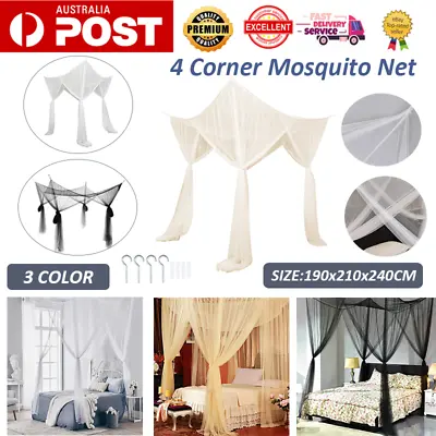 4 Corner Post Bed Canopy Mosquito Net Full Queen King Size Netting For Bedroom P • $31.99