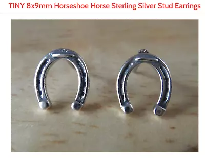 Sterling Silver TINY 9x8mm Horseshoe Horse Studs Posts Earrings! • $13.29