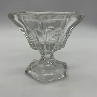 Flint Glass Pedestal Master Salt Pressed Loop Clear Glass Antique EAPG • $20