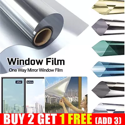 One Way Mirror Window Film Reflective Home Privacy Solar Tint Foil Glass Sticker • £10.49