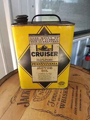 Vintage Cruiser 2 Gallon Motor Oil Can  Warship Graphics Inv#446 • $299.95