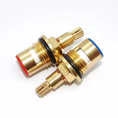 Replacement Brass Ceramic Disc Tap Valves Cc13 Quarter Turn Gland Insert Pair • £13.96