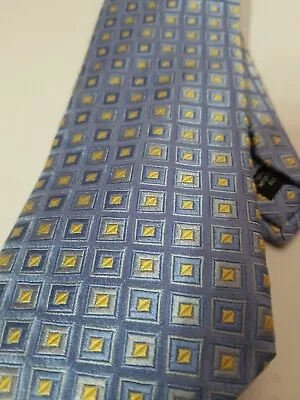 Joseph & Lyman Silk Neck Tie Baby Blue/yellow Tile Mens  • $29