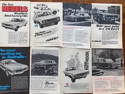 8x Aussie 1970 Rambler Javelin Rebel Hornet Matador Magazine Ads AMC RHD • $22.95