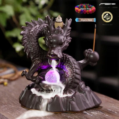 $29.99 • Buy Antique Ceramic Smoke Dragon Backflow Waterfall Incense Burner Censer Holder