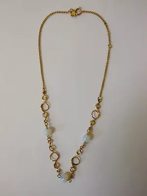 1970's Vintage Sarah Coventry Love Knots Necklace Goldtone Glass Moonstone Beads • $4.99
