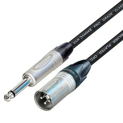 Mono Jack 1/4  To Neutrik Male XLR Jack Plug Lead 2 M Van Damme Pro Black Cable • £17.91
