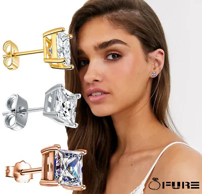 £2.99 • Buy Fashionable 18k Gold Plated Diamond Crystal Ear Stud Earrings Women Men Kids