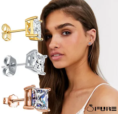 Fashionable 18k Gold Plated Diamond Crystal Ear Stud Earrings Women Men Kids • £2.99