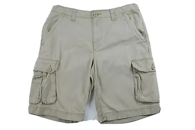 J Ferrar Mens Cotton Solid Beige Modern Fit Cargo Khaki Shorts Size 32 • $11