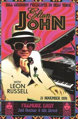 Elton John 4 X6  Reproduction 11/21/1970 Fillmore East Mini Poster/Postcard 0013 • $5.45