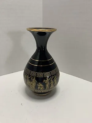 Vintage Neofitou Keramik Hand Made In Greece 24K Gold Vase 5.5” X 3” • $16.99