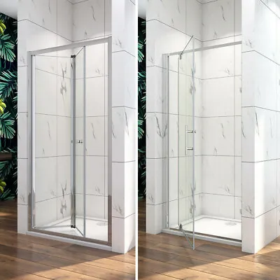 Pivot Shower Bi Fold Door Enclosure Cubicle Framed Tempered Glass Screen Panel • £112