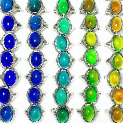 Wholesale 30pcs Oval Vintage Mood Rings Bulk Women Change Color Finger Jewelry • $20.89