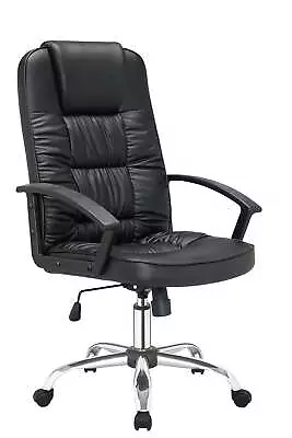 Office Chair PU Leather Computer Gaming Executive Racer Gas Lift Seat Black • $95.99