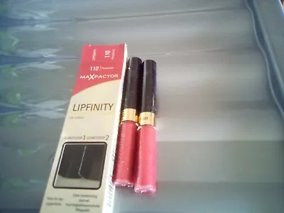 2 MAX FACTOR LIPFINITY LIP COLOUR NO TOP COAT IN NO  110 Passionate  X 2 • £8.99