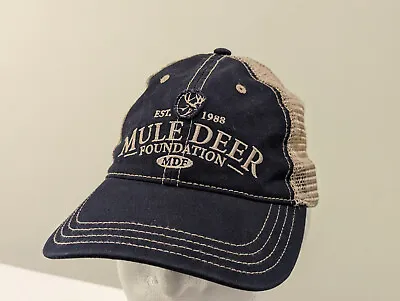 Mule Deer Foundation MDF Strapback Mesh Trucker Hat Cap Adjustable Navy Blue • $11.50