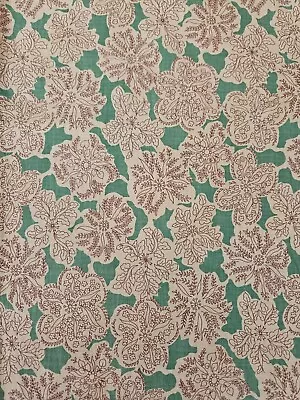 Vintage Farm Fresh Green Brown Floral Opened Cotton Feed Sack Fabric 37x44 • $13.99